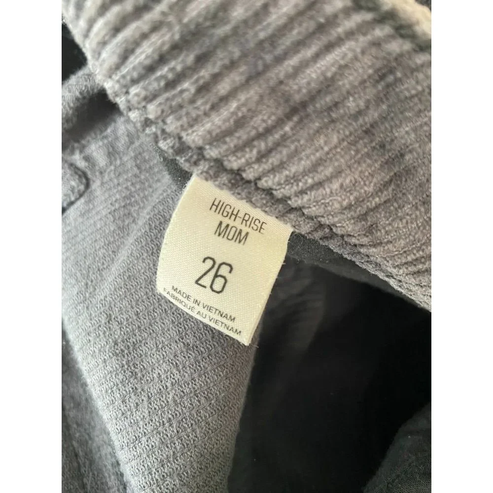 BDG‎ Urban Outfitters women's 26 dark grey corduroy high rise mom pants casual